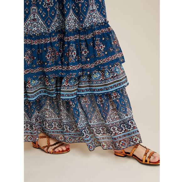 Anthropologie Sasha Boho Ruffled‎ Maxi Dress Pockets Size  XS - Picture 4 of 11